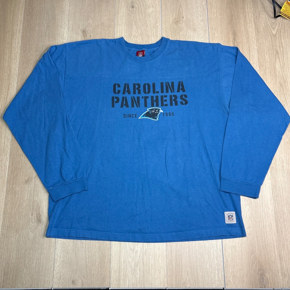 Reebok Carolina Panthers NFL Gridiron Classic Long Sleeve Shirt Blue Mens 2XL